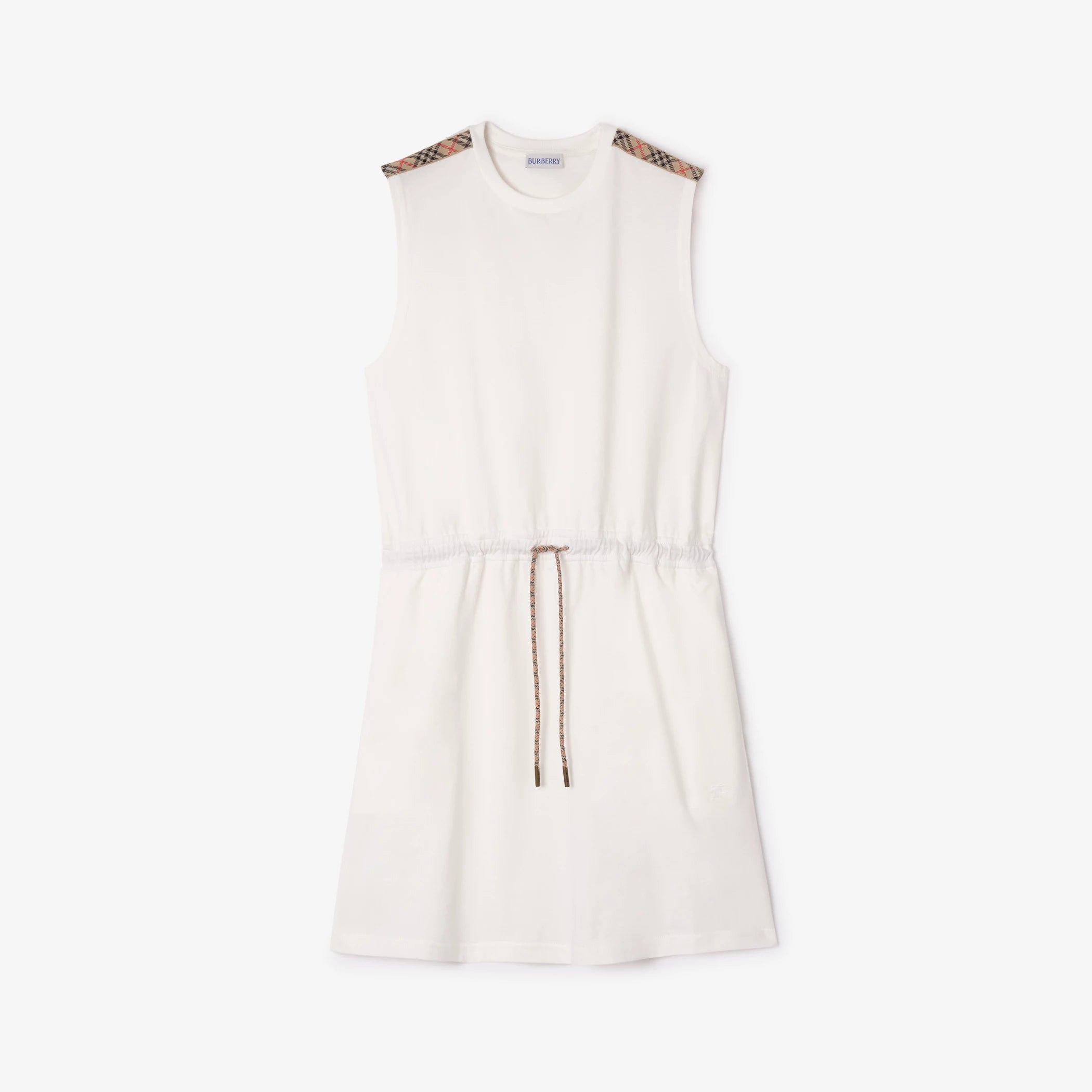 Check Trim Cotton Jersey Dress