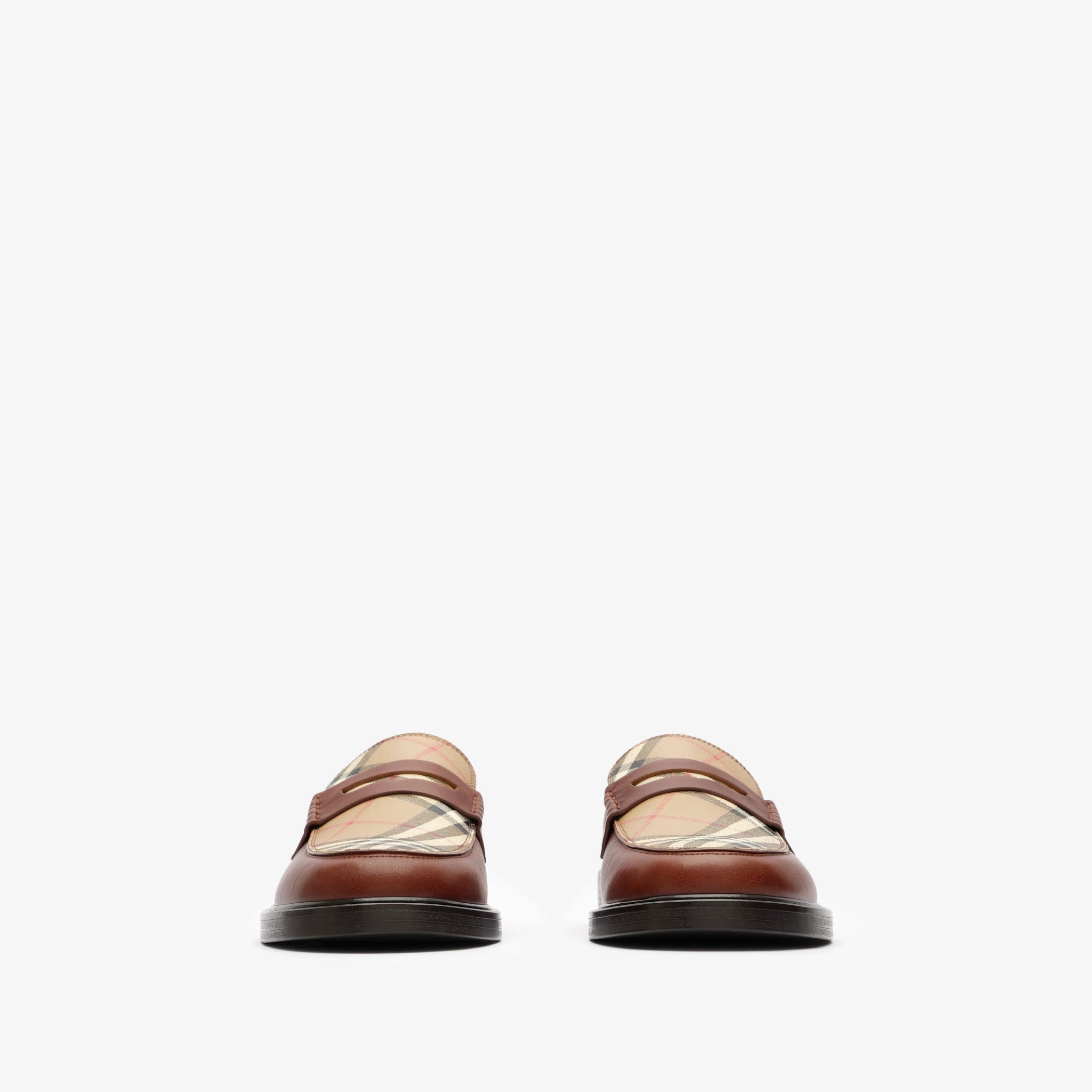 Check and Leather Pembroke Loafers