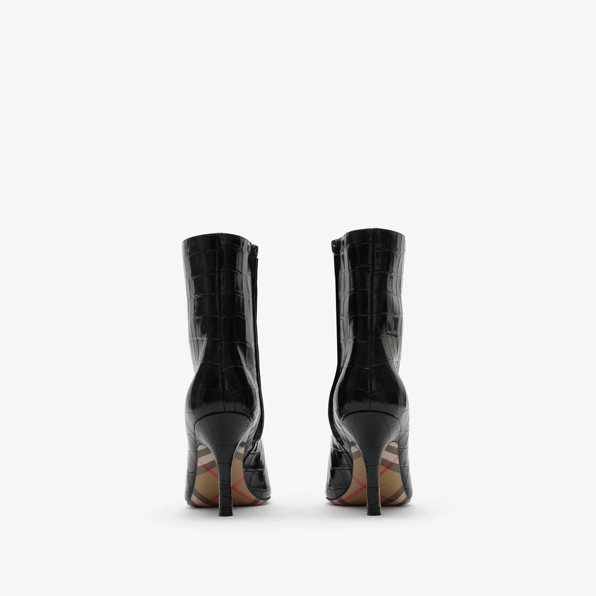 Crocodile-effect Leather Dame Ankle Boots