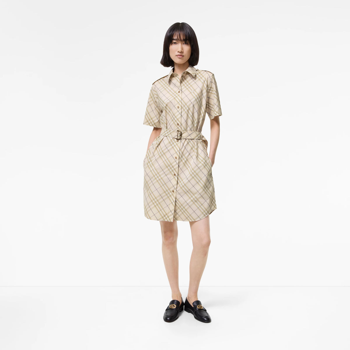 Check Cotton Shirt Dress