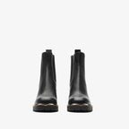 Leather Gravel Heel Chelsea Boots