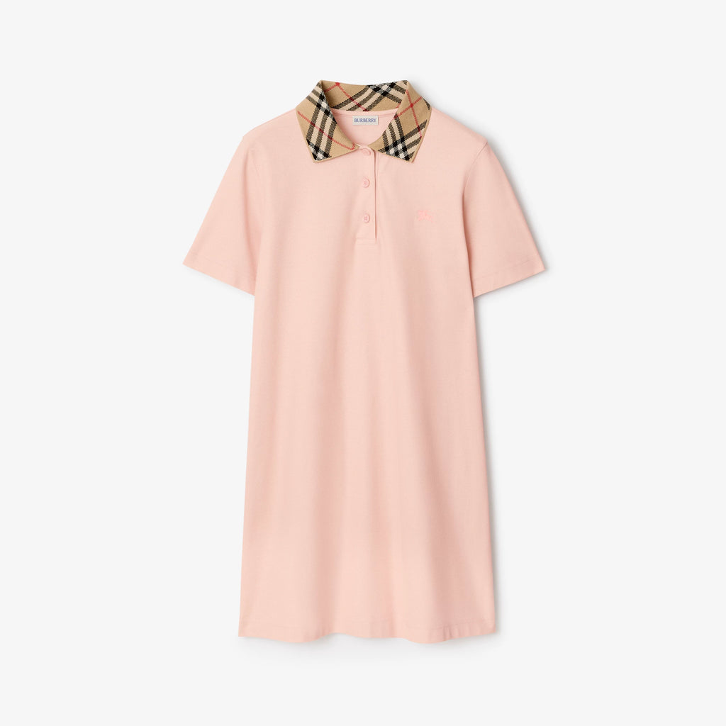 Check Collar Cotton Polo Shirt Dress