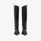 Leather Cavalier Heel Boots