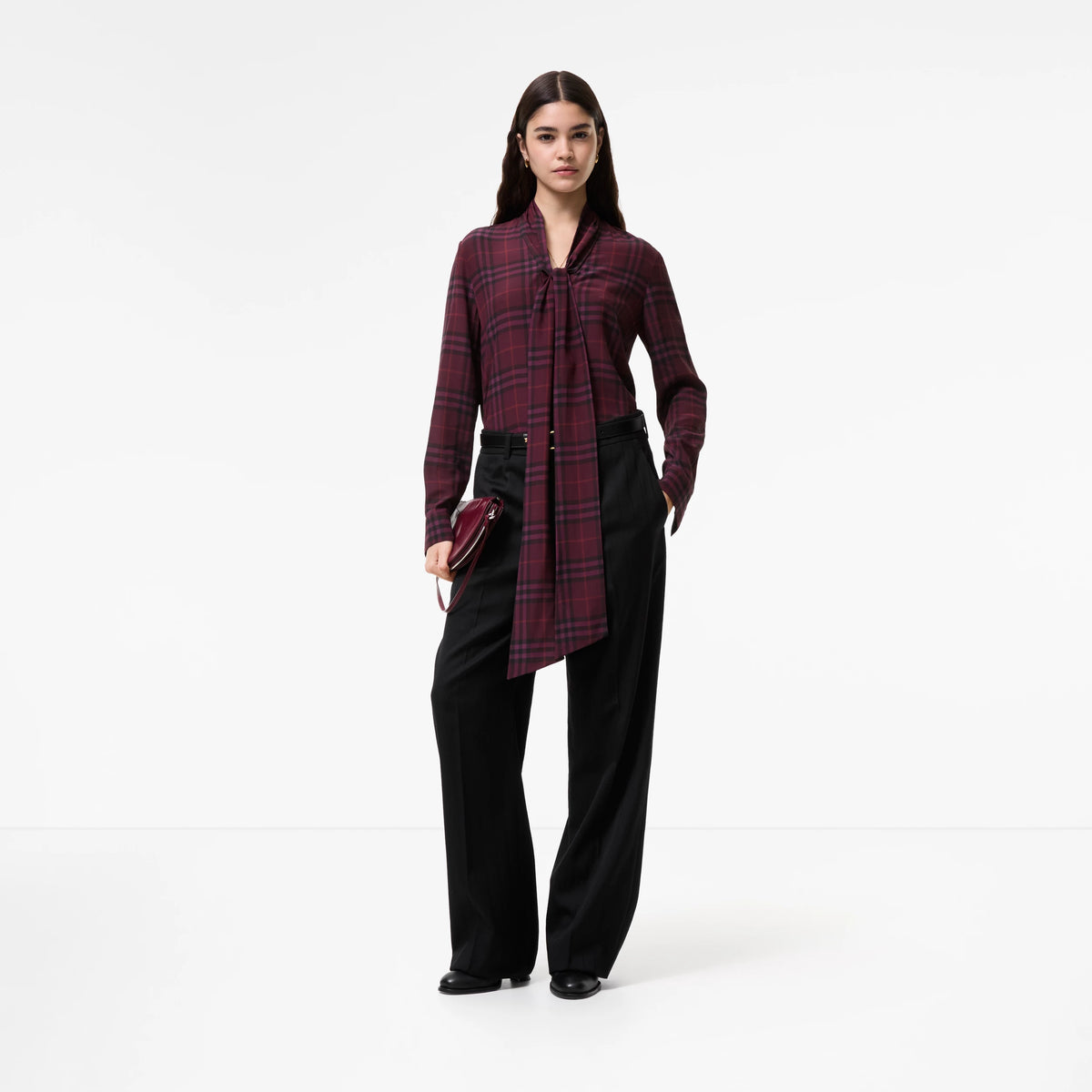 Check Silk Scarf BlousePrice undefined New In Acer purple RUNWAY DELUXE