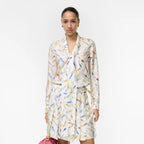 Feather Print Silk Scarf BlousePrice undefined Quentin Blake Capsule Ink blue RUNWAY DELUXE