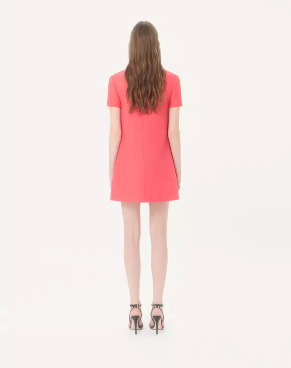 EMBROIDERED CREPE COUTURE SHORT DRESS