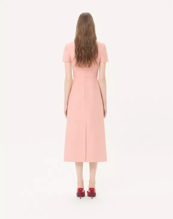 Embroidered Crepe Couture Midi Dress