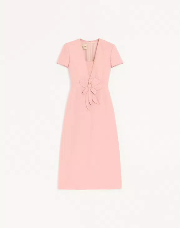 Embroidered Crepe Couture Midi Dress