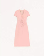 Embroidered Crepe Couture Midi Dress