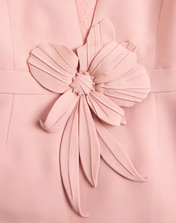 Embroidered Crepe Couture Midi Dress