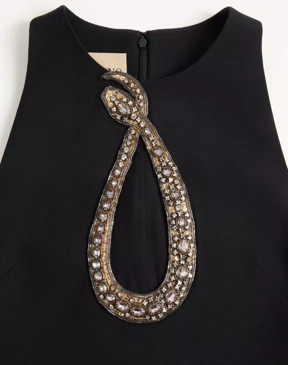 Embroidered Crepe Couture Short Dress
