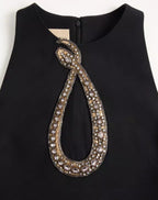 Embroidered Crepe Couture Short Dress