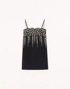 Embroidered Crepe Couture Short Dress