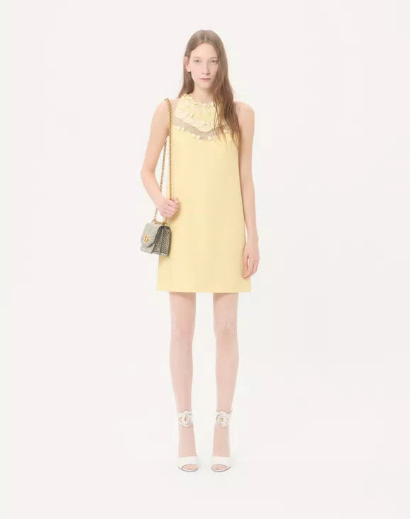 Embroidered Crepe Couture Short Dress