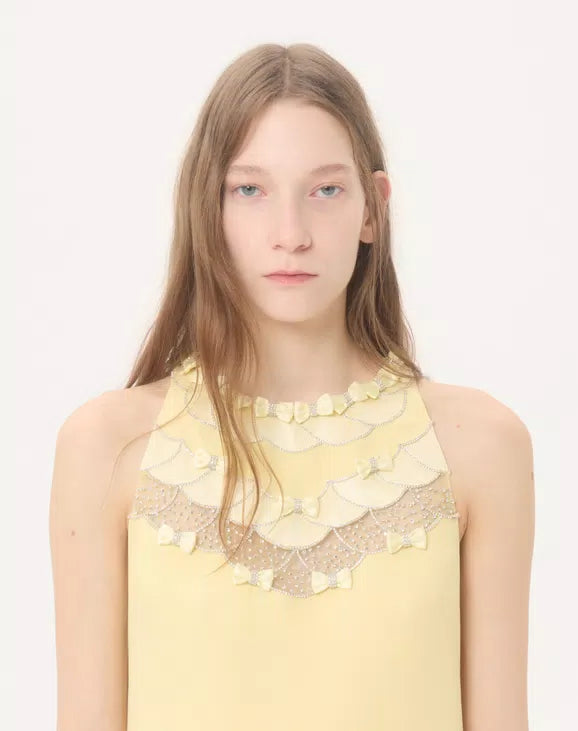 Embroidered Crepe Couture Short Dress