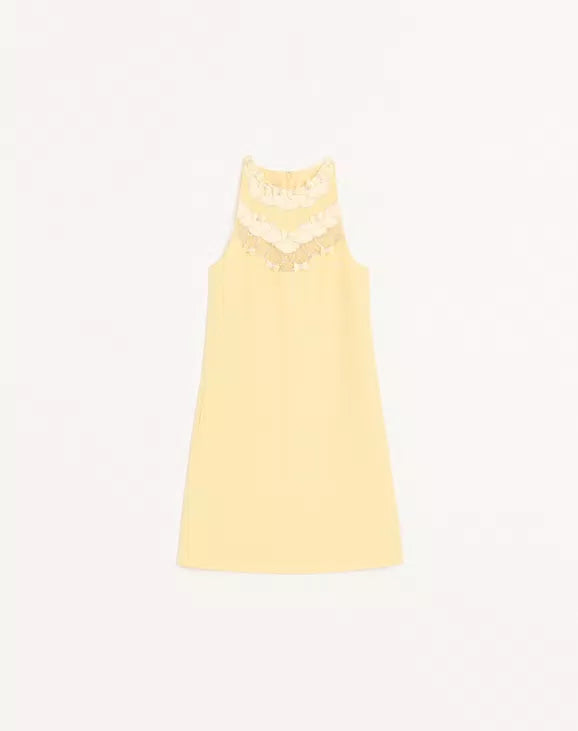 Embroidered Crepe Couture Short Dress