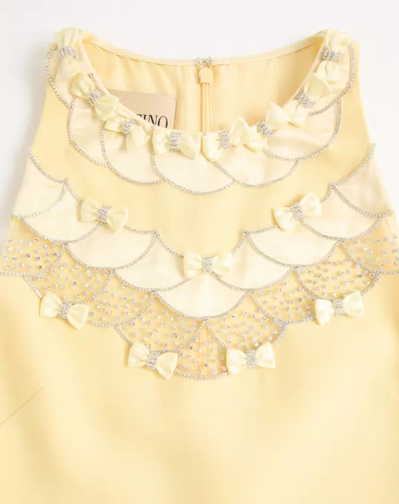 Embroidered Crepe Couture Short Dress