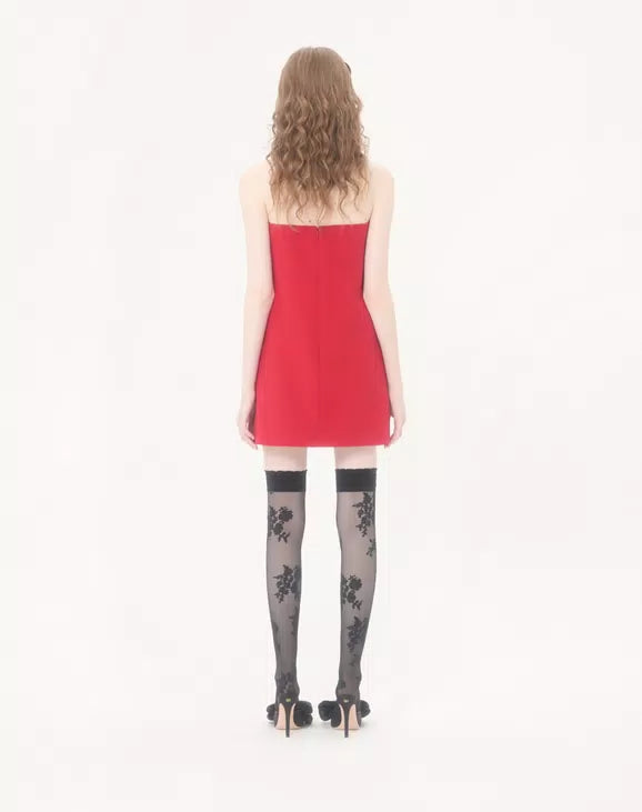 Embroidered Crepe Couture Short Dress