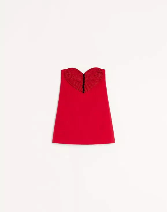 Embroidered Crepe Couture Short Dress
