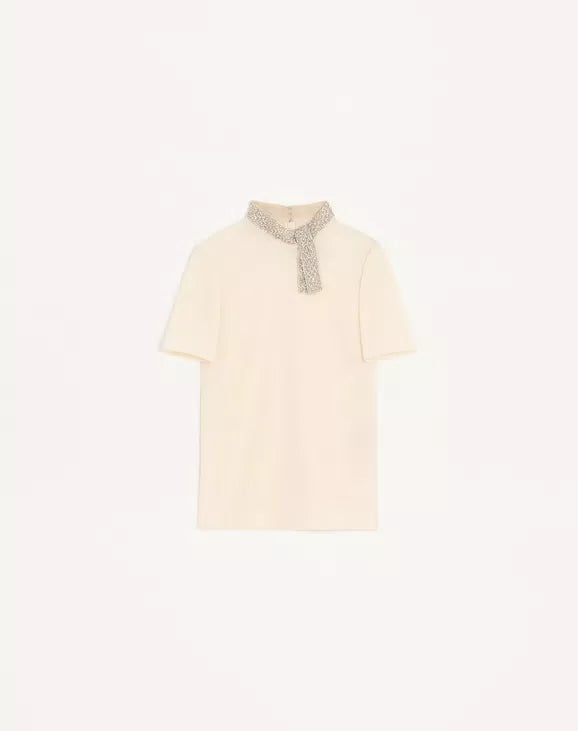 Embroidered Crepe De Chine Top