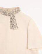 Embroidered Crepe De Chine Top