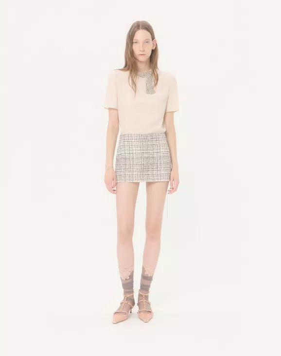 Embroidered Crepe De Chine Top