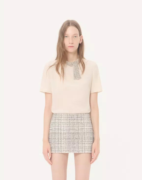 Embroidered Crepe De Chine Top RUNWAY DELUXE