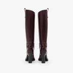 Leather Cavalier Heel Boots
