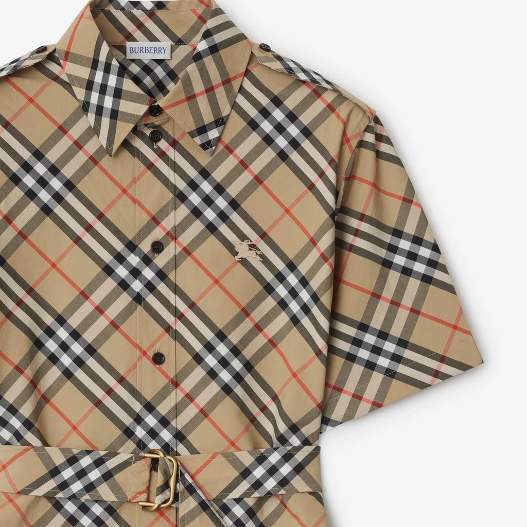 Check Cotton Shirt Dress