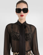Silk chiffon shirt with pussy-bow RUNWAY DELUXE
