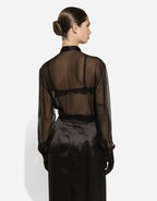 Silk chiffon shirt with pussy-bow RUNWAY DELUXE