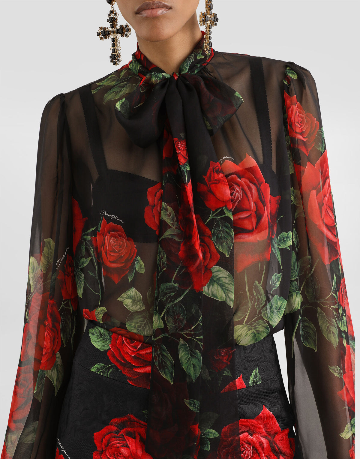 Rose-print chiffon blouse RUNWAY DELUXE