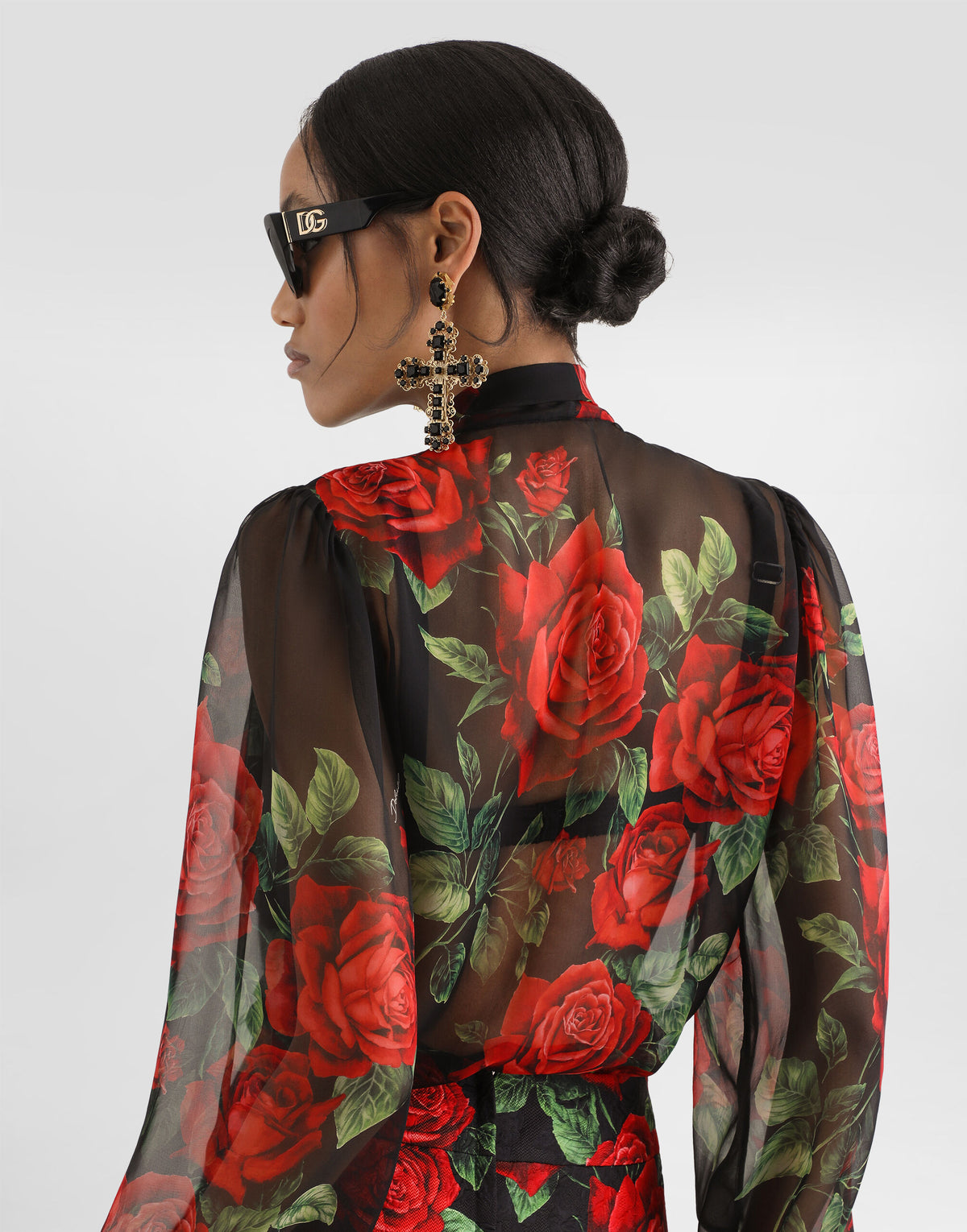 Rose-print chiffon blouse RUNWAY DELUXE