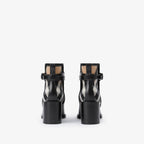 Check and Leather Heel Boots