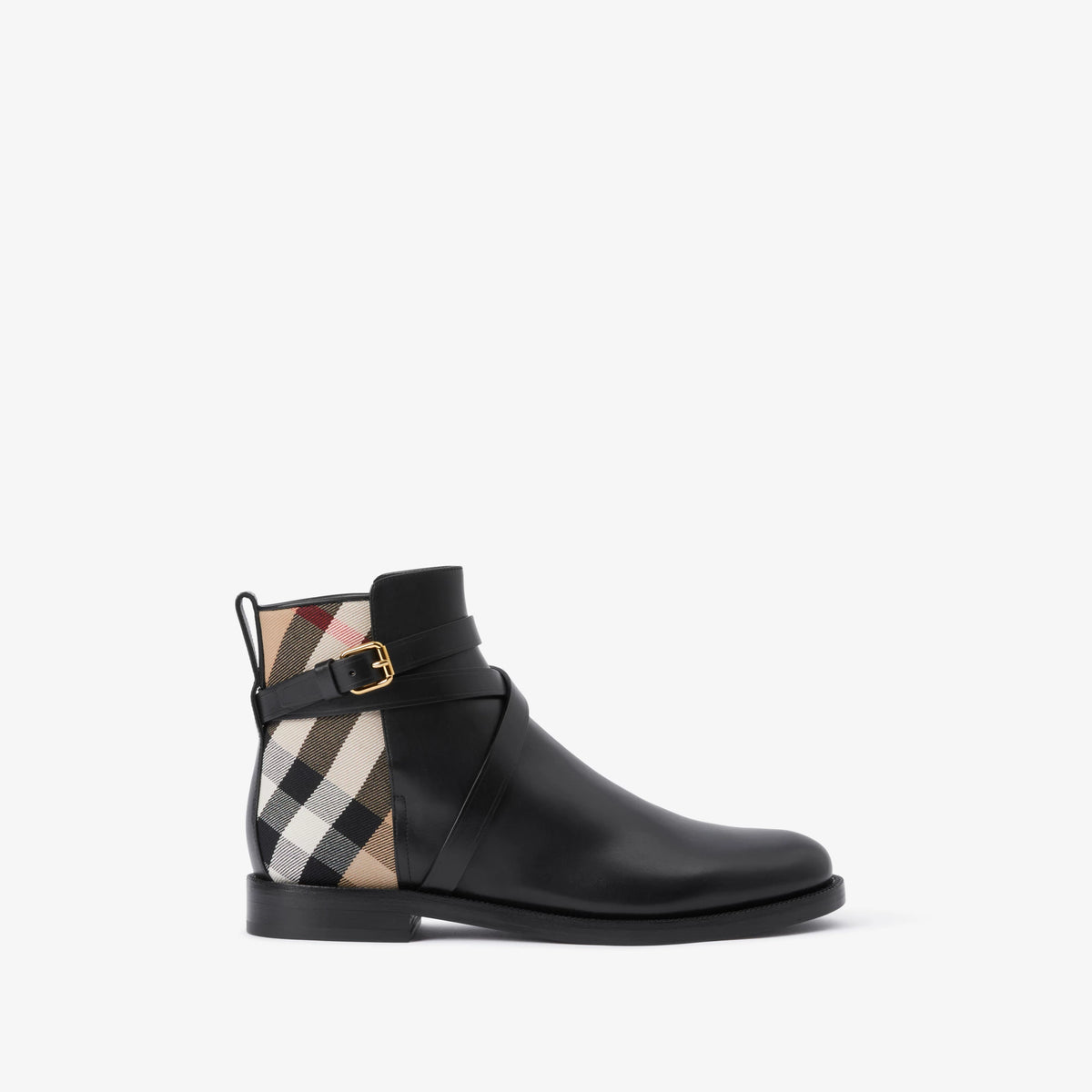 Check and Leather Boots