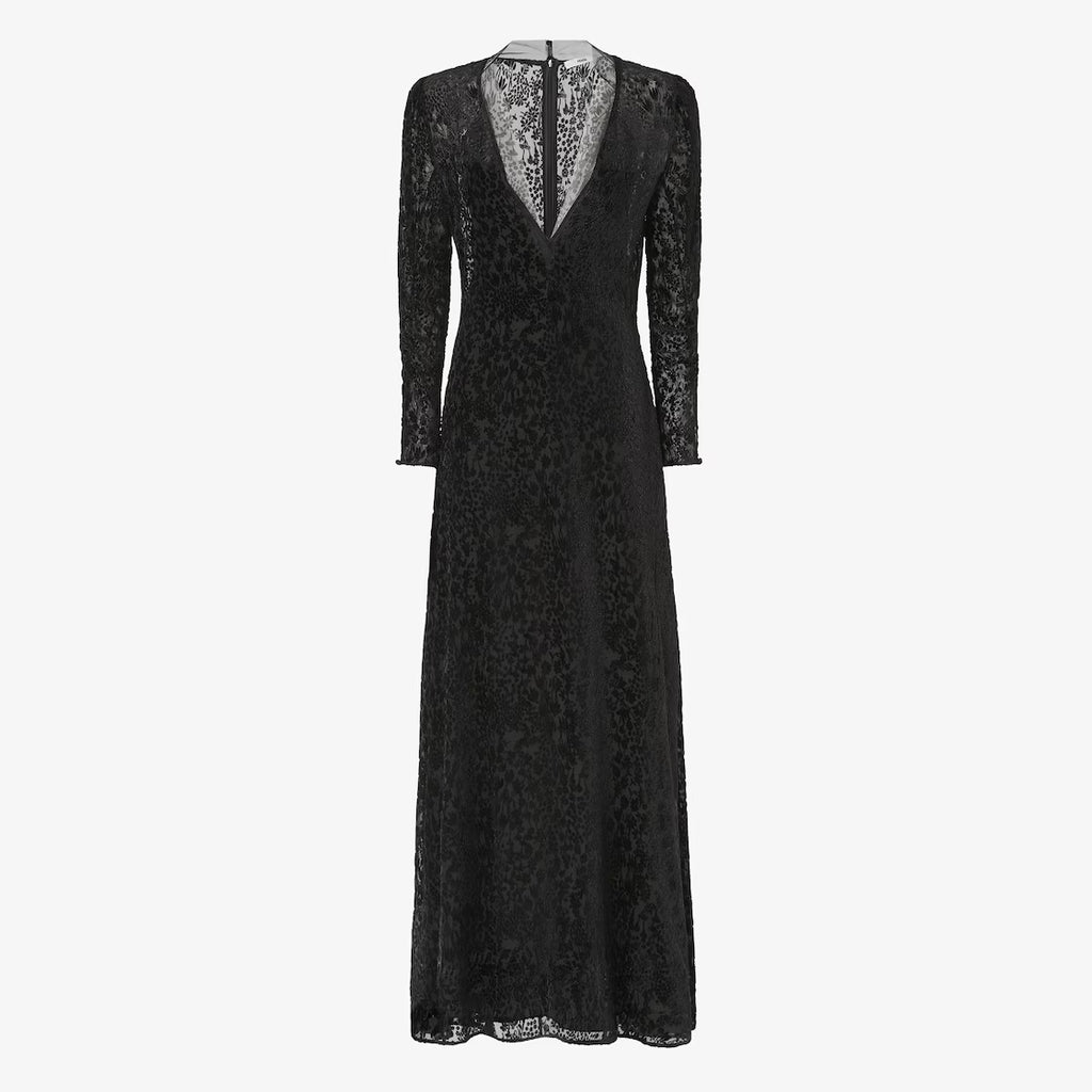 Black Millefiori devoré velvet dress