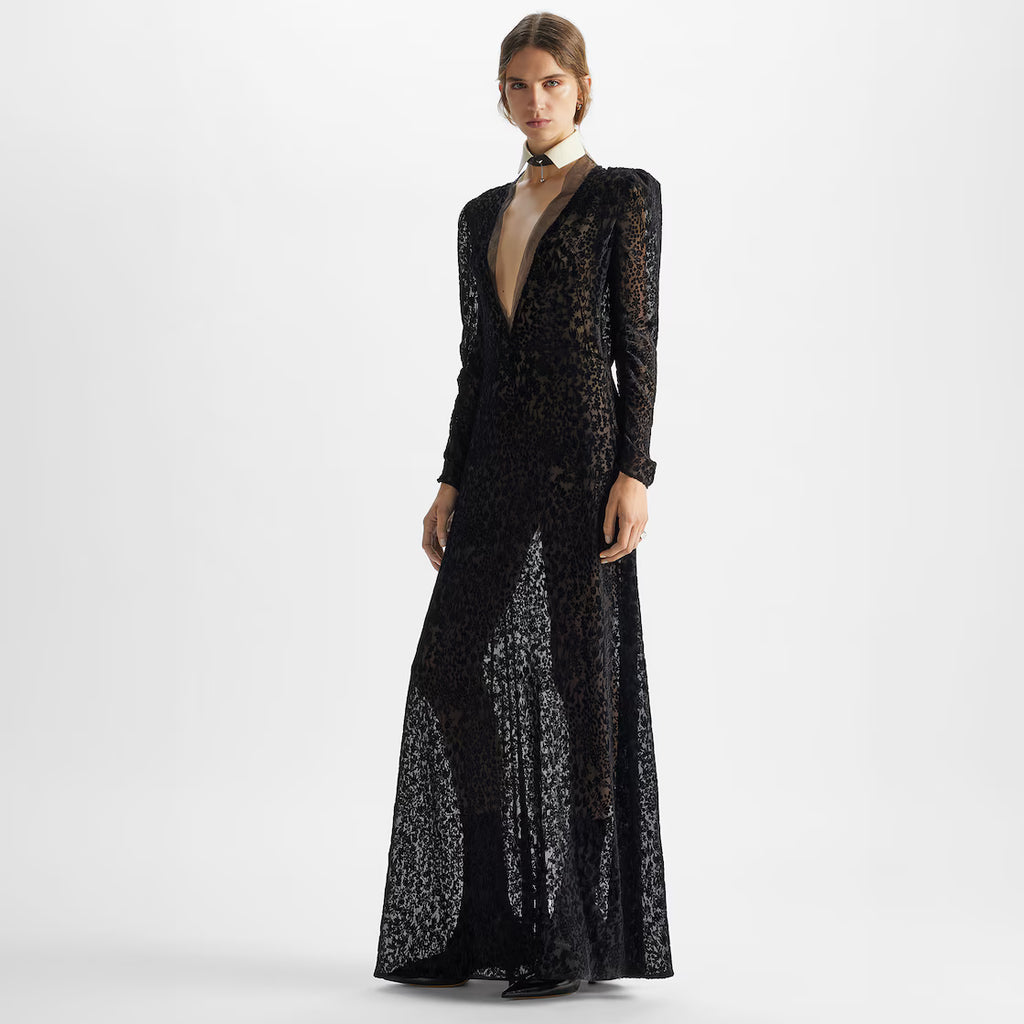 Black Millefiori devoré velvet dress