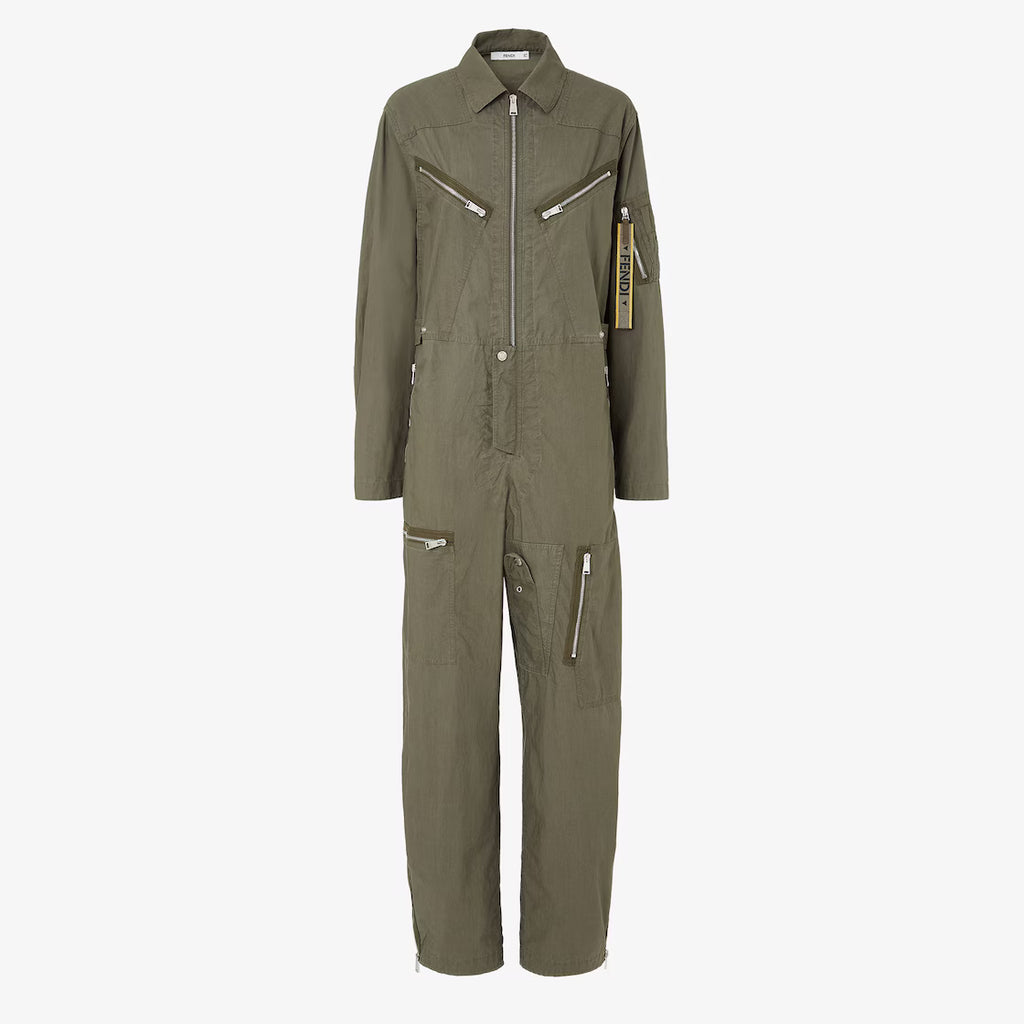 Green parachute canvas jumpsuit