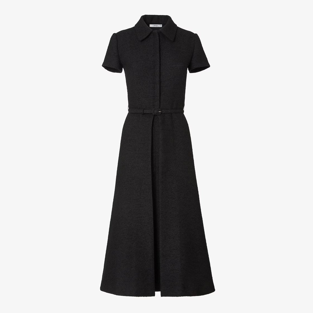Black bouclé wool dress