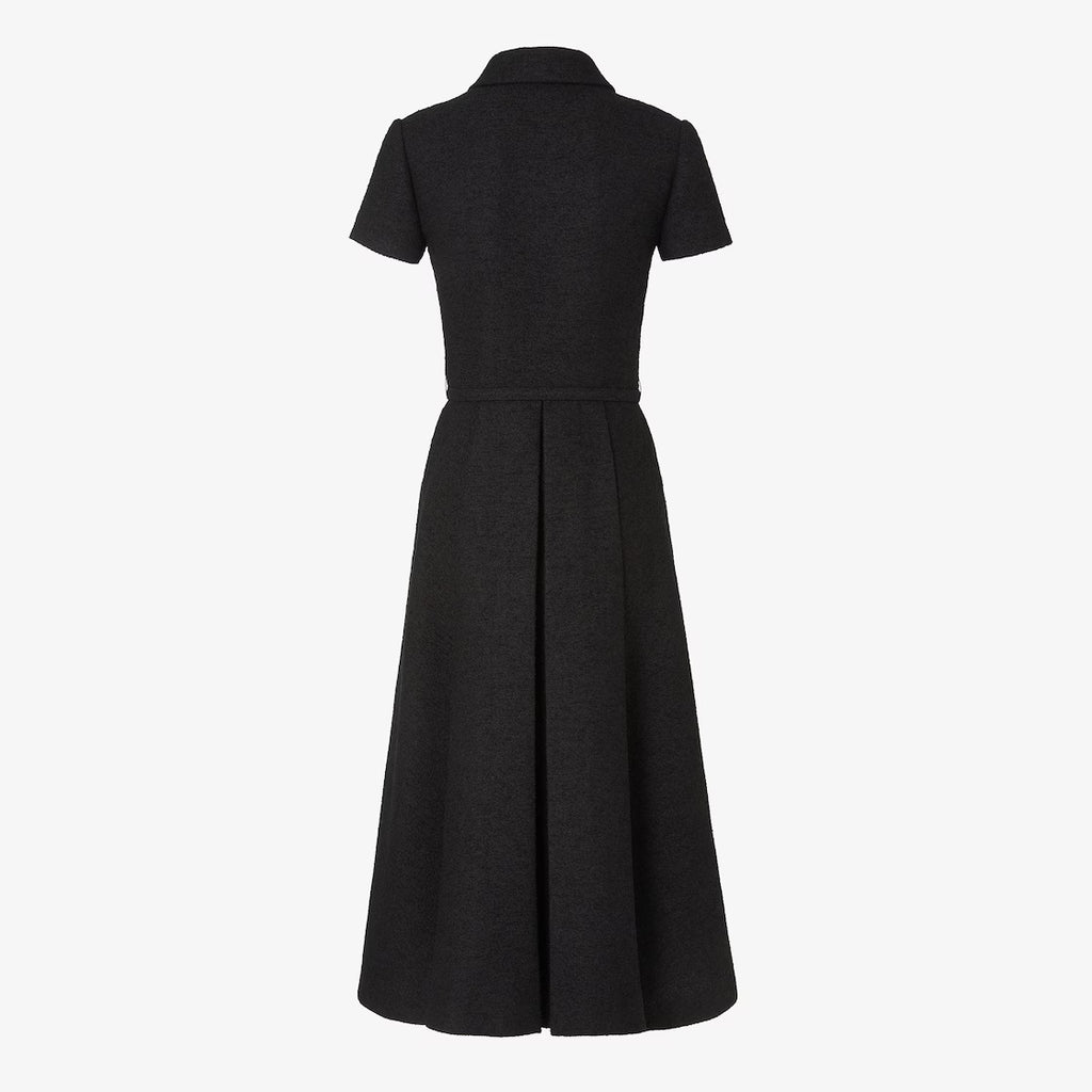 Black bouclé wool dress