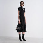 Black bouclé wool dress