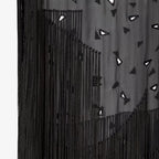 Black silk dress with mirrors and fringes