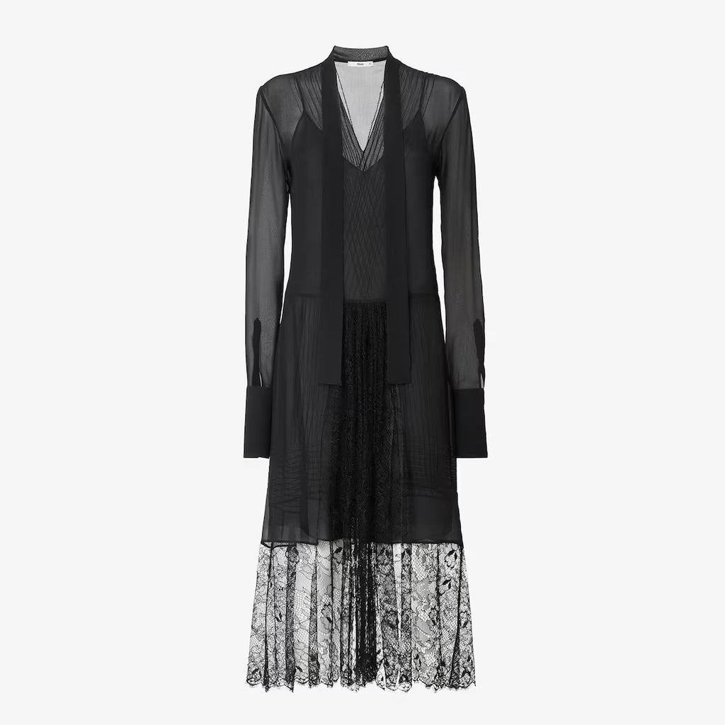 Black georgette and lace dress