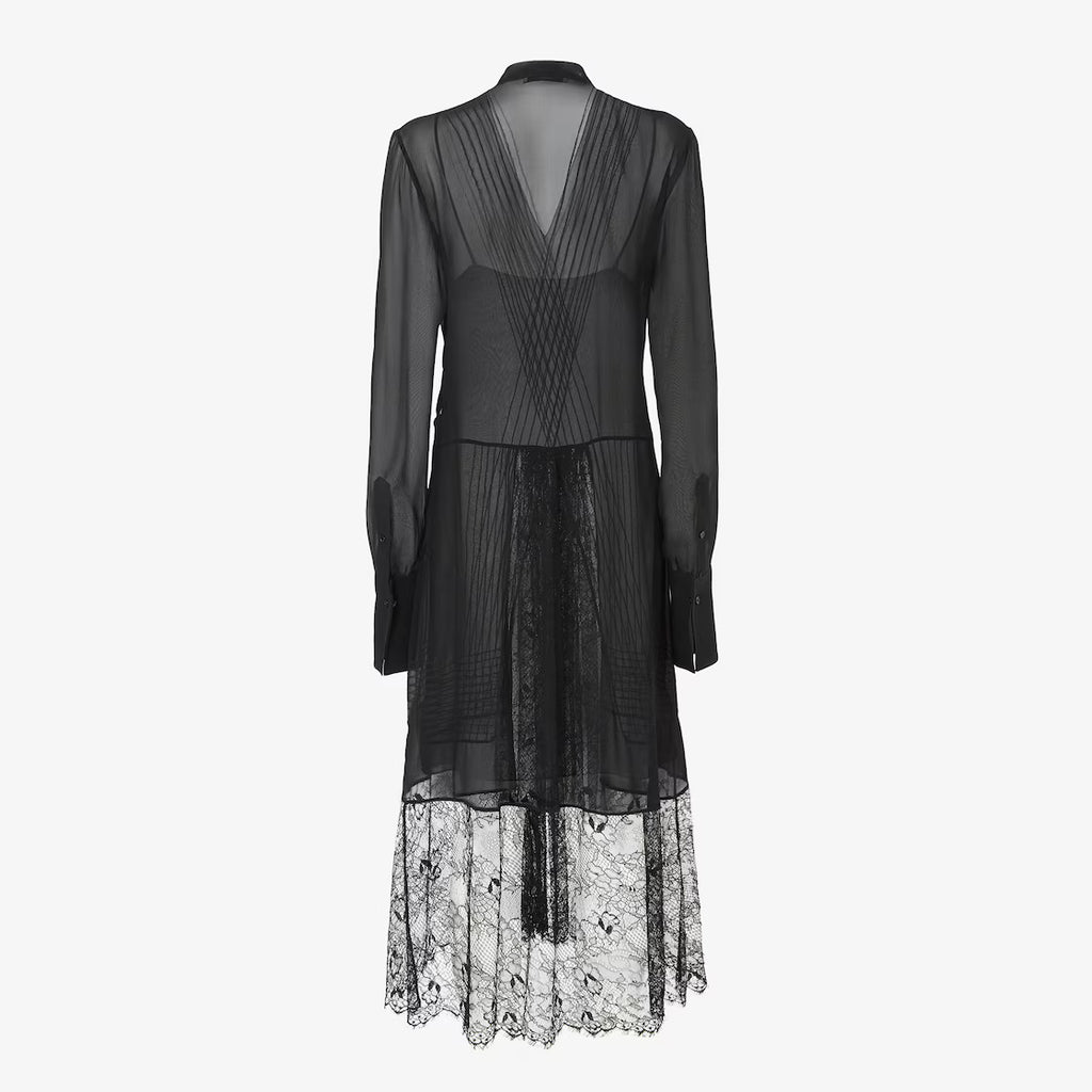 Black georgette and lace dress