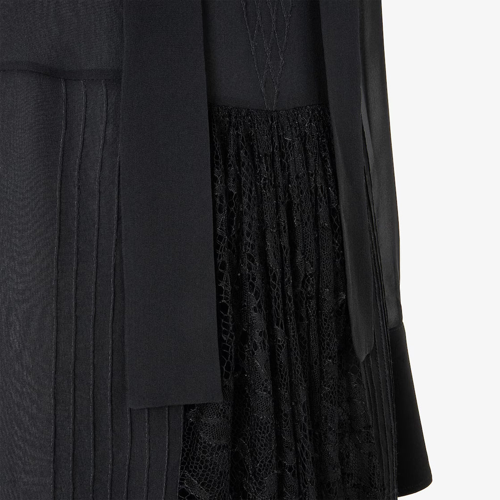 Black georgette and lace dress