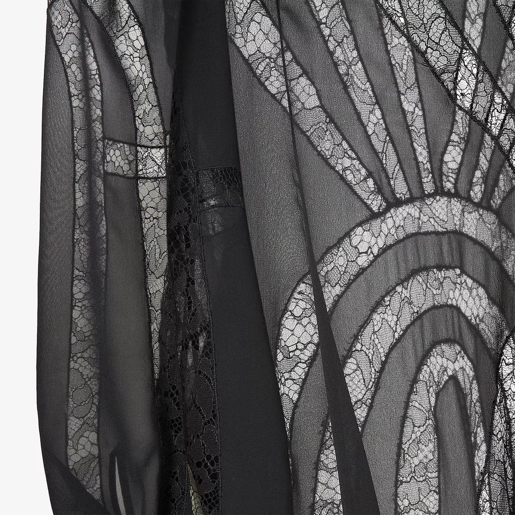 Black georgette and Chantilly lace dress