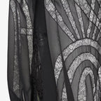 Black georgette and Chantilly lace dress