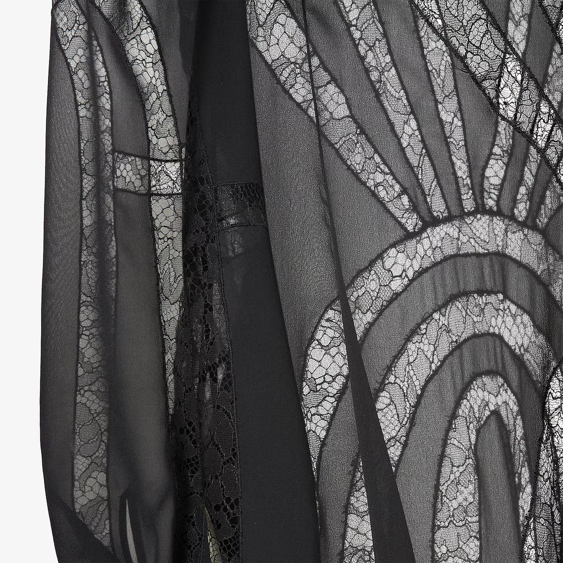 Black georgette and Chantilly lace dress