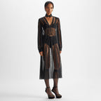 Black georgette and Chantilly lace dress