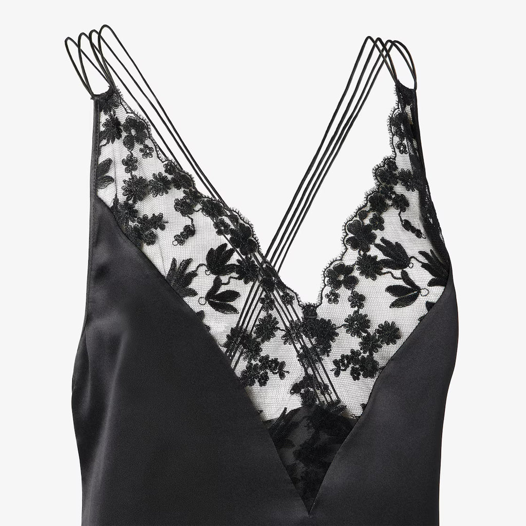 Black silk and lace dress